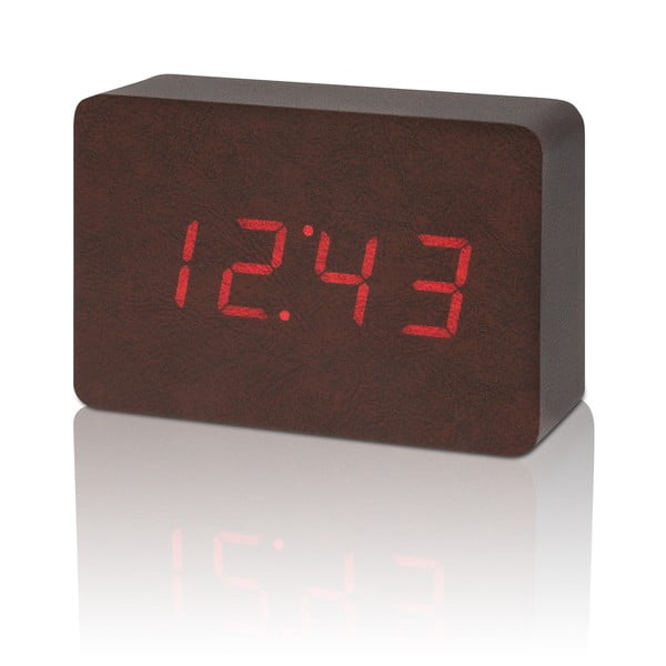 Jasnobrązowy budzik z czerwonym wyświetlaczem LED Gingko Brick Click Clock