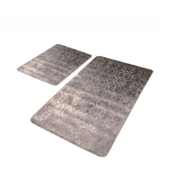 Szare aksamitne dywaniki łazienkowe zestaw 2 szt. 60x100 cm – Mila Home