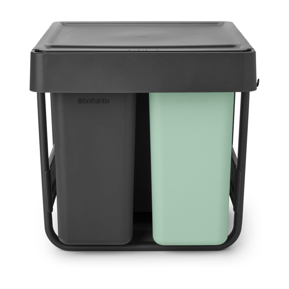 Miętowo-ciemnoszary plastikowy kosz na śmieci do segregacji odpadów do zabudowy 40 l Sort&Go – Brabantia (zdjęcie 5)