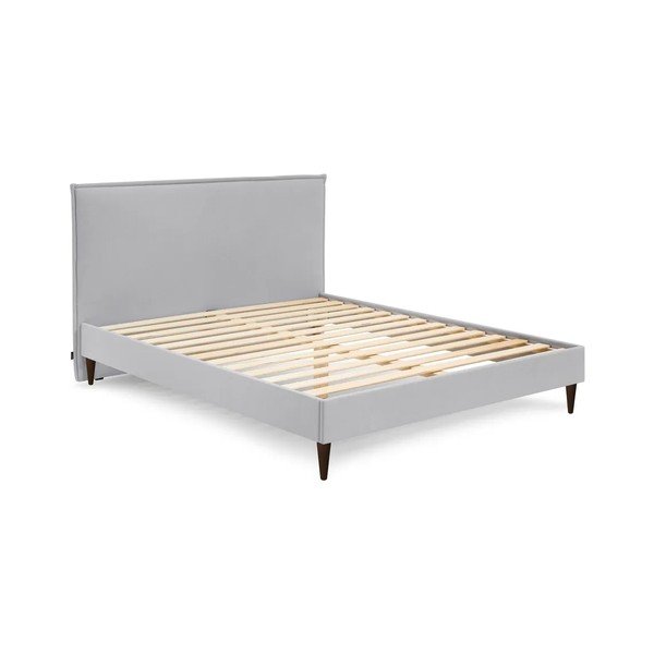 Jasnoszare tapicerowane łóżko dwuosobowe ze stelażem 160x200 cm Sary – Bobochic Paris