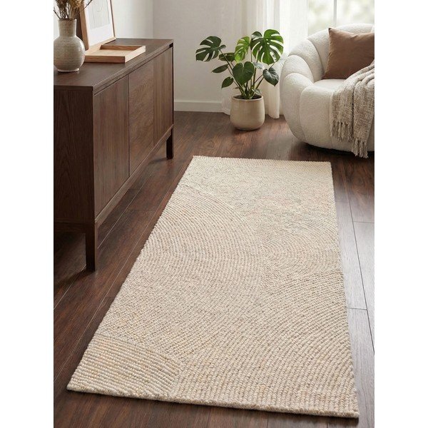 Wełniany chodnik tkany ręcznie w jasnym naturalnym kolorze 80x200 cm Calmio – Hanse Home-image-1