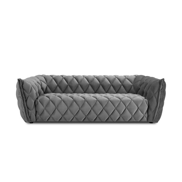 Jasnoszara aksamitna sofa 228 cm Flandrin – Interieurs 86
