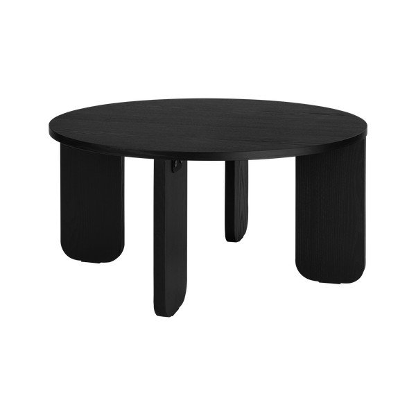 Czarny okrągły stolik z blatem w dekorze dębu ø 75 cm Kuvu – noo.ma