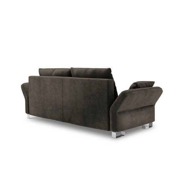Ciemnobrązowa 3-osobowa sofa rozkładana z aksamitnym obiciem Windsor & Co Sofas Pyxis-image-3