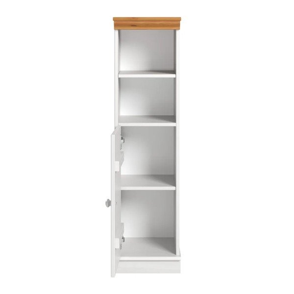 Biała wysoka/wąska szafka łazienkowa z litego drewna sosnowego 30,5x115,5 cm Anita – Støraa-image-3