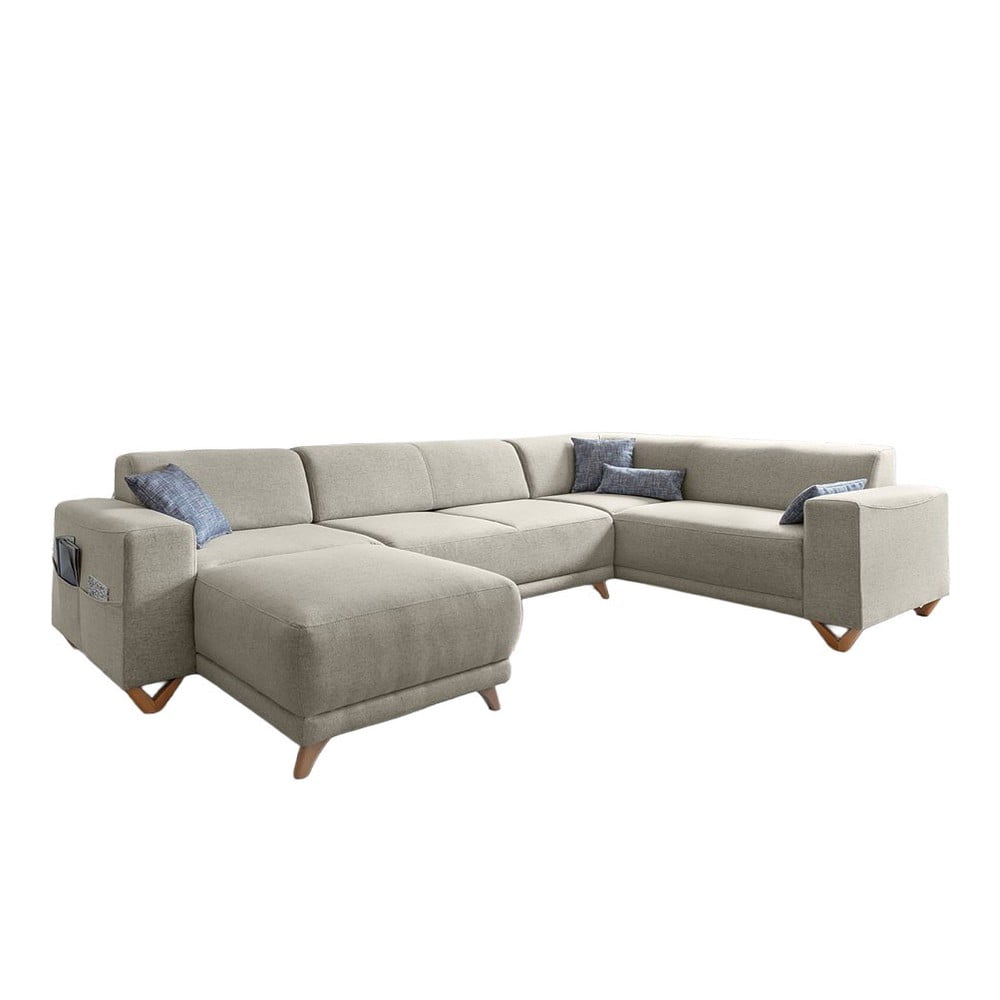 Beżowy rozkładany/ze schowkiem narożnik (prawostronny/w kształcie litery U) Classy Sophie – Miuform