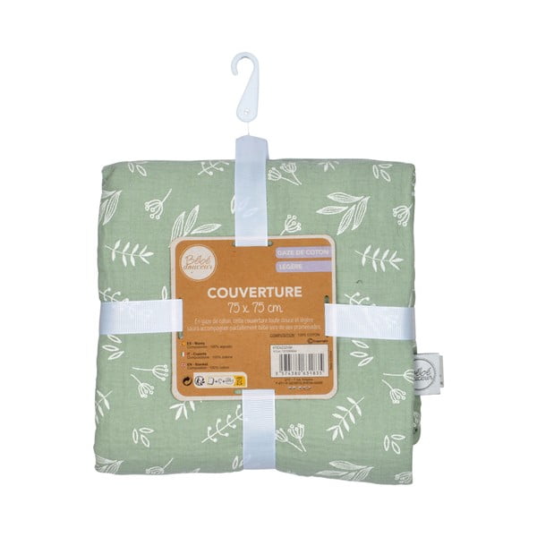 Zielony muślinowy koc dziecięcy 75x75 cm – Bébé Douceur-image-3