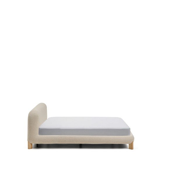 Beżowe tapicerowane łóżko dwuosobowe bez stelaża 180x200 cm Odina – Kave Home-image-4