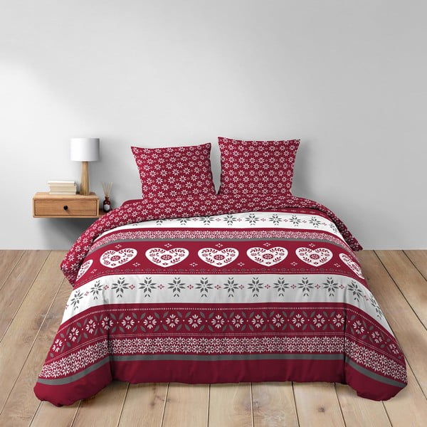 Czerwona bawełniana pościel dwuosobowa 240x220 cm Alpage – douceur d'intérieur-image-1