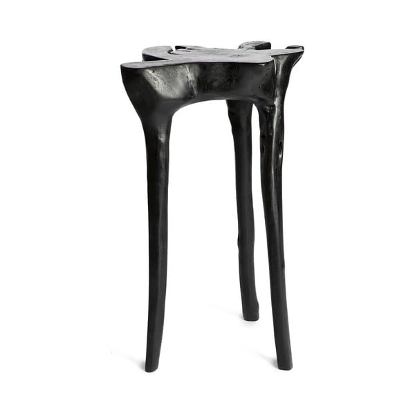 Czarny stolik z drewna tekowego Simla Jungle, ⌀ 40 cm