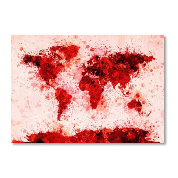 Plakat z czerwoną mapą świata Americanflat Spot, 60x42 cm