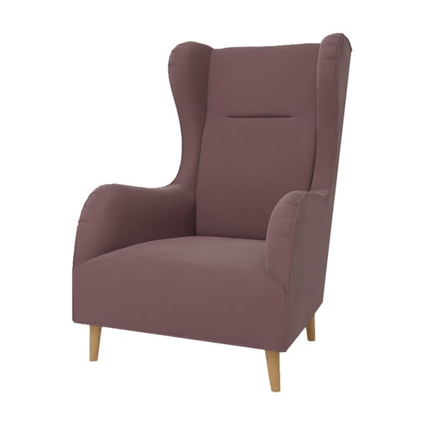 Różowy aksamitny fotel typu uszak Carole – Ropez