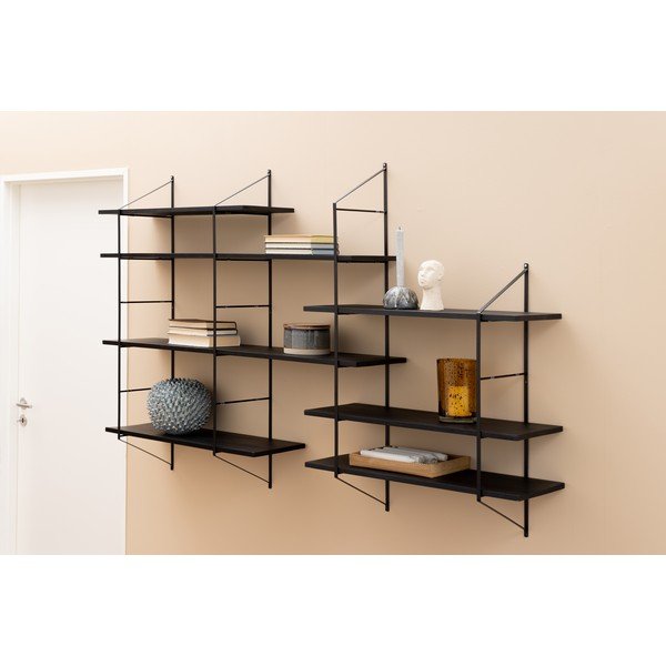 Czarna wielopoziomowa półka z litego drewna paulowni 196 cm Belfast – Actona-image-1