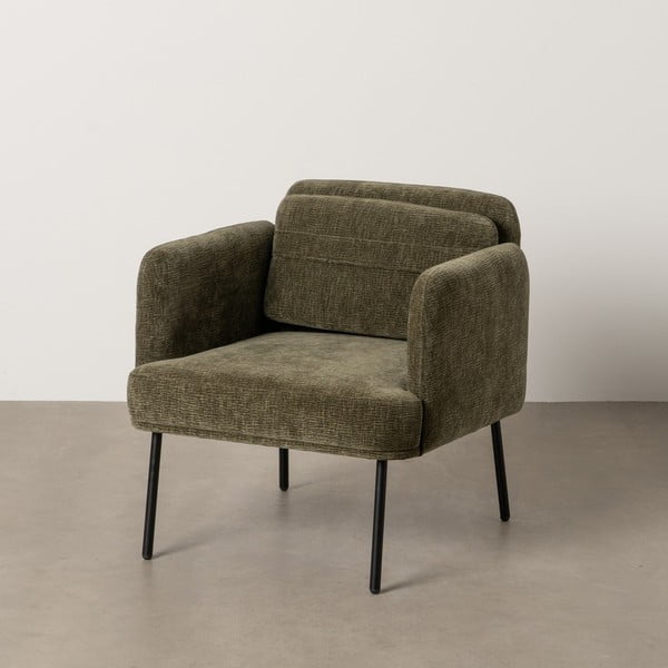 Zielony fotel z tkaniny szenilowej Bind – Ixia-image-2