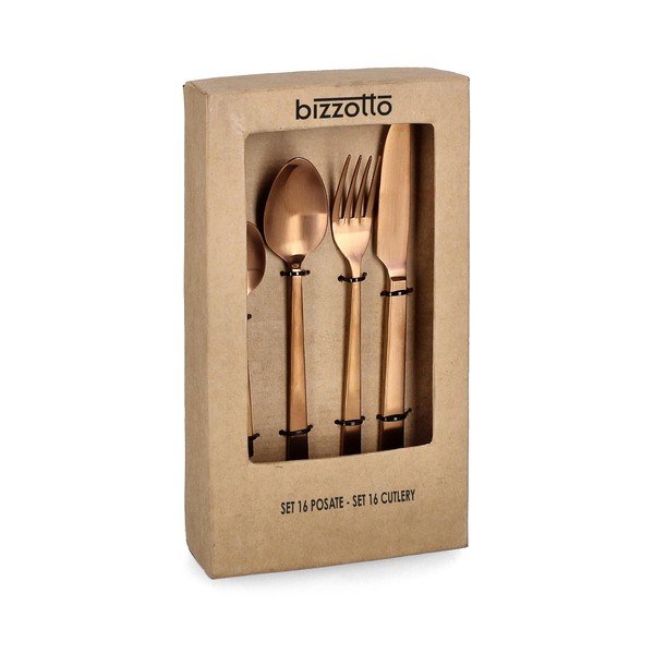 Sztućce 16 szt. ze stali nierdzewnej w kolorze miedzi dla 4 osób Hestia – Bizzotto-image-1