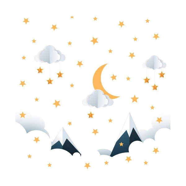 Naklejka dziecięca na ścianę 90x60 cm Mountains in Stars and Clouds – Ambiance-image-2