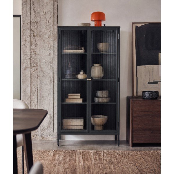 Ciemnozielona metalowa witryna 90x190 cm Bronco – Unique Furniture-image-3