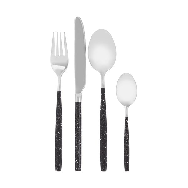 Zestaw 16 sztućców w srebrno-czarnym kolorze ze stali nierdzewnej Premier Housewares Avie