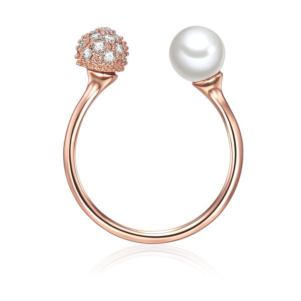 Perłowy pierścionek Perle, rosegold z białą perłą, rozm. 52