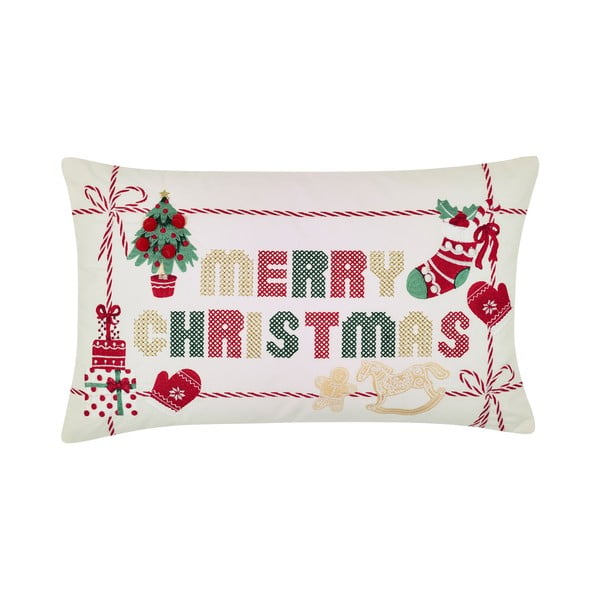 Bawełniana poduszka dekoracyjna ze świątecznym motywem 30x50 cm Merry Christmas Cross Stitch – Catherine Lansfield