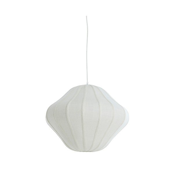 Kremowa lampa wisząca z tekstylnym kloszem ø 10 cm Sukau – Light & Living