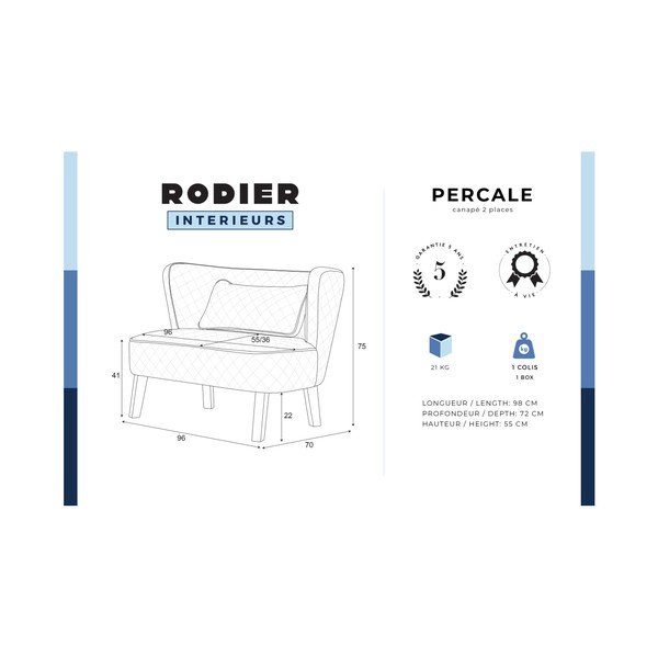 Niebieska 2-osobowa sofa Rodier Intérieurs Percale-image-1