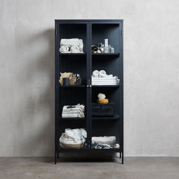 Czarna metalowa witryna 90x190 cm Carmel – Unique Furniture-image-4