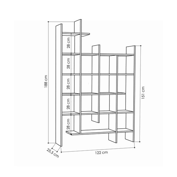 Regał w dekorze dębu 122x188 cm Manco – Kalune Design-image-2