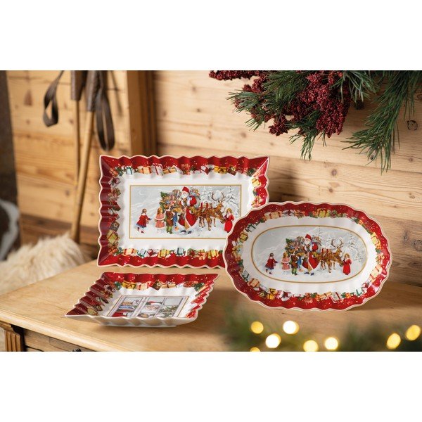 Porcelanowy talerz do serwowania z motywem świątecznym Villeroy & Boch, 30 x 19,8 cm-image-3