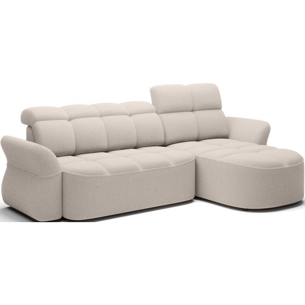 Beżowy rozkładany/ze schowkiem narożnik z materiału bouclé (prawostronny/z szezlongiem) Beneth – ELTAP-image-2