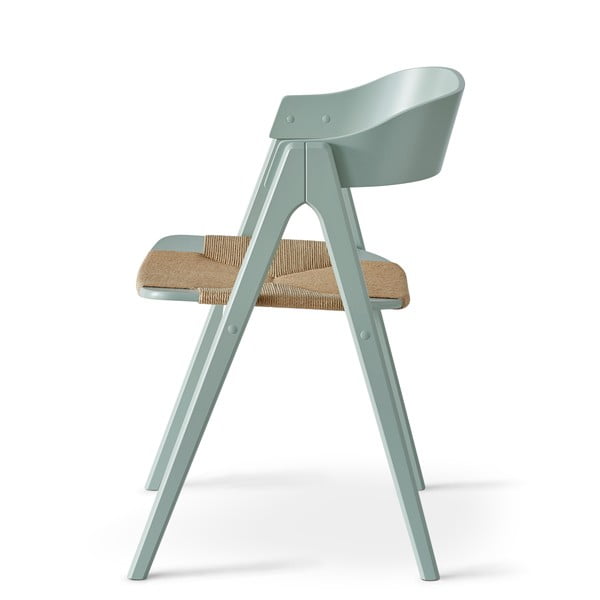 Jasnozielone krzesło z drewna bukowego z rattanowym siedziskiem Findahl by Hammel Mette-image-3