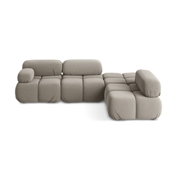 Beżowy aksamitny narożnik modułowy (prawostronny) Lokua – Makamii