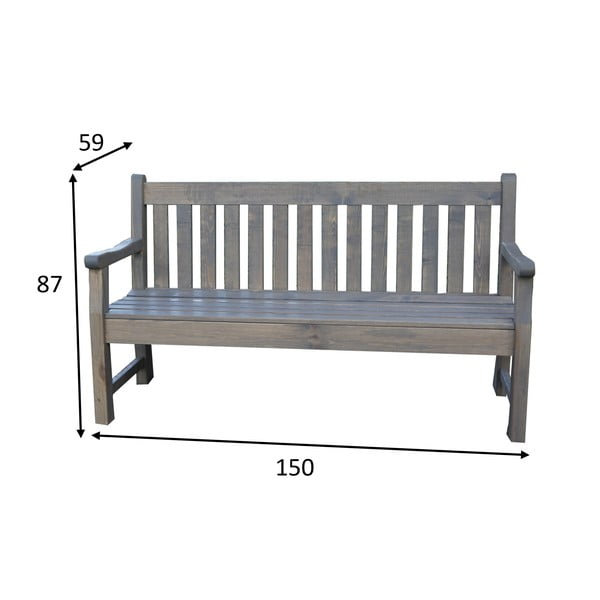 Szara drewniana ławka ogrodowa London – Rojaplast-image-3