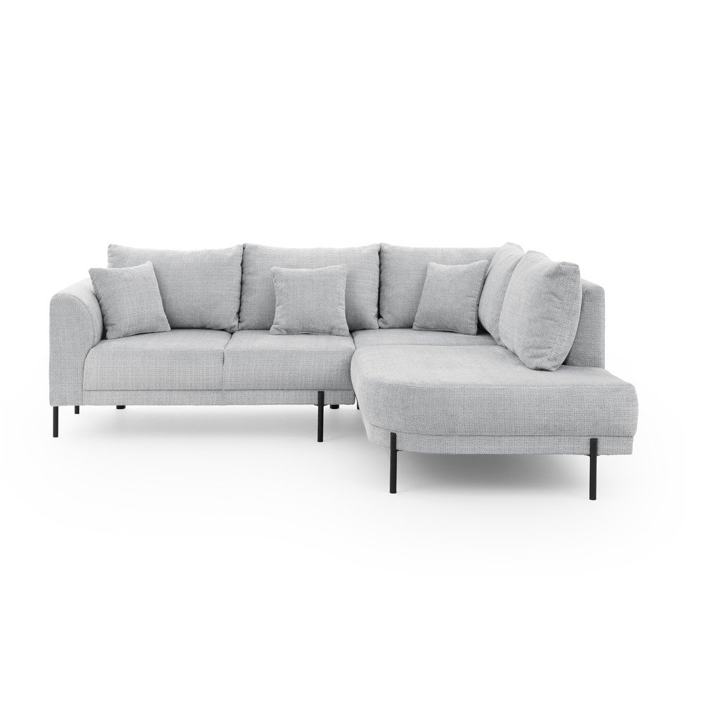 Jasnoszary narożnik z tkaniny szenilowej (prawostronny/w kształcie litery L) Mauris  – Ropez