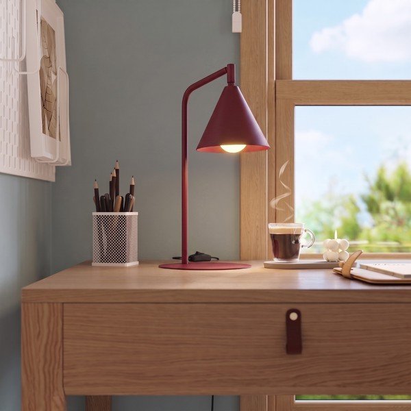 Bordowa stalowa lampa stołowa z elastyczną konstrukcją (wysokość 35 cm) Zylo – Sollux-image-1