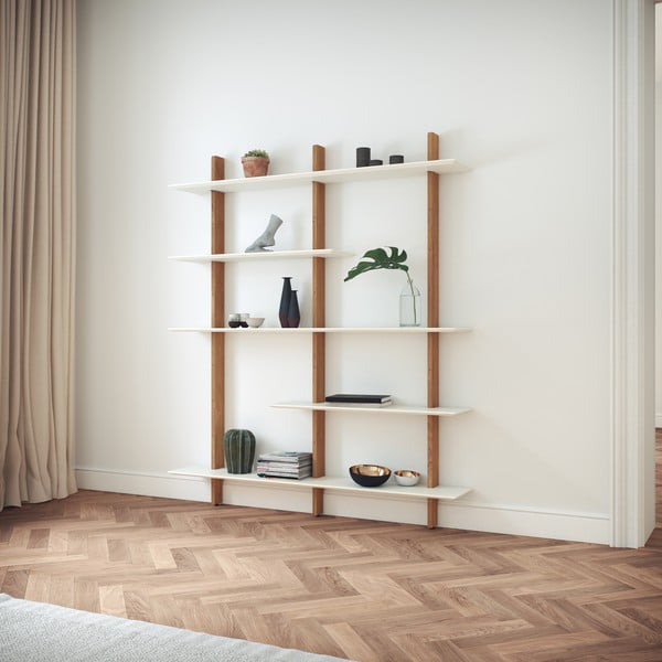 Biały regał z konstrukcją z drewna dębowego Tenzo Bridge, szer. 162 cm-image-1