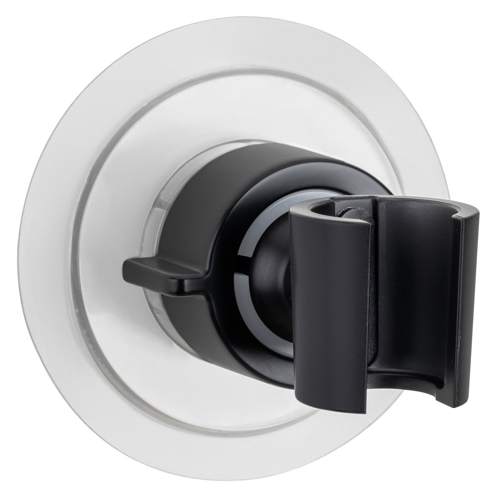 Czarny plastikowy uchwyt na słuchawkę prysznicową bez wiercenia Libertà – Wenko