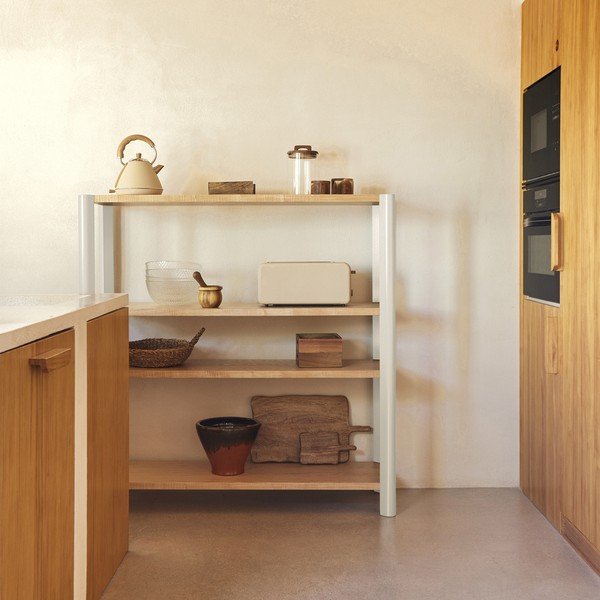 Kremowy/w jasnym naturalnym kolorze regał w dekorze dębu 126x128x43 cm Bona – Teulat-image-1