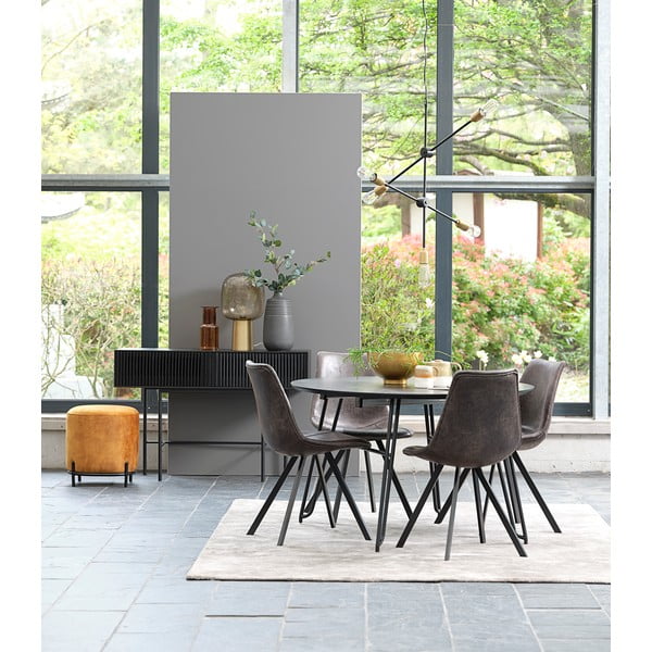 Czarny stolik z drewna dębowego i metalowymi nogami Canett Oxford, dł. 120 cm-image-4