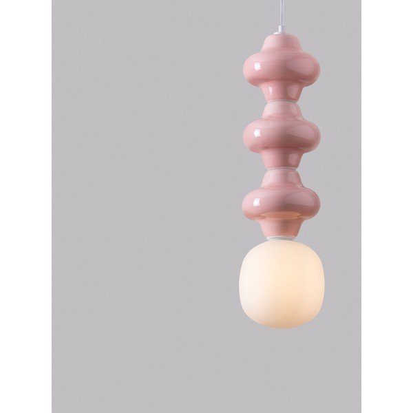 Biała/jasnoróżowa lampa wisząca ceramiczna ze szklanym kloszem ø 18 cm Clio – Nova Luce-image-1