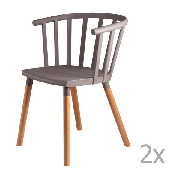 Zestaw 2 jasnoszarych krzeseł z drewnianymi nogami sømcasa Jenna