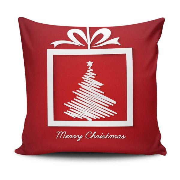Czerwona poduszka Merry Christmas, 45x45 cm