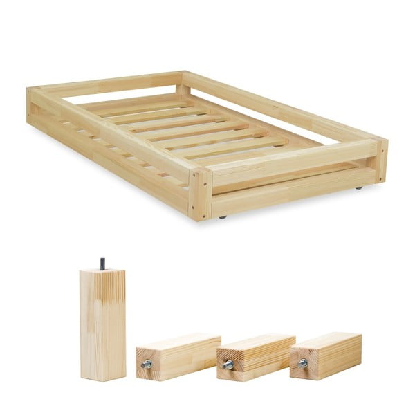 Komplet szuflady pod łóżko i 4 wydłużonych nóg Benlemi, łóżko 80x160 cm