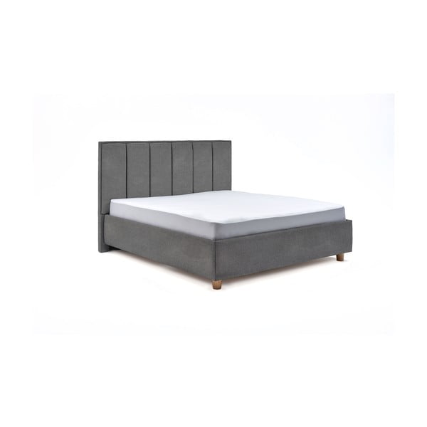 Jasnoszare dwuosobowe łóżko ze schowkiem DlaSpania Wega, 160x200 cm