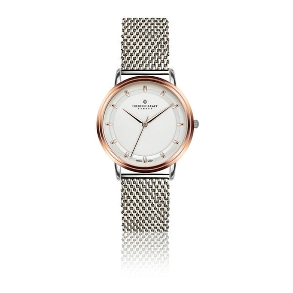 Damski zegarek z paskiem w srebrnym kolorze ze stali nierdzewnej Frederic Graff Rustikala