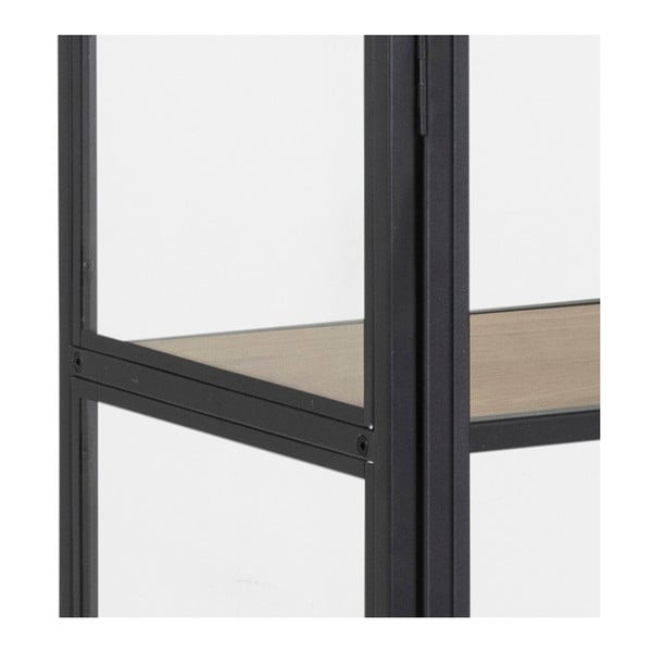 Czarna witryna z półkami w dekorze dębu Actona Seaford-image-1