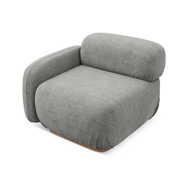 Szary moduł sofy z materiału bouclé (lewostronny) Ailani – Makamii-image-1