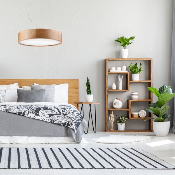 Brązowa lampa wisząca ze szklanym kloszem ø 37 cm Eveline – LAMKUR-image-2