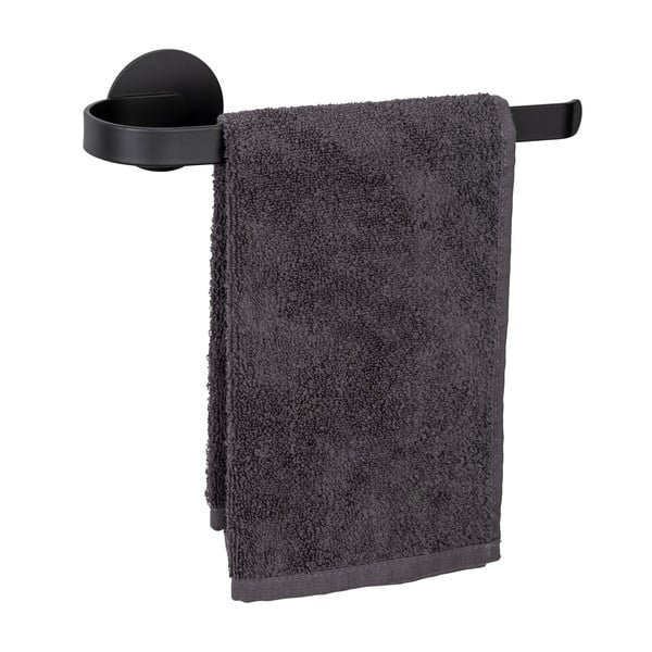 Samoprzylepny metalowy wieszak na ręczniki w kolorze matowej czerni Bivio – Wenko