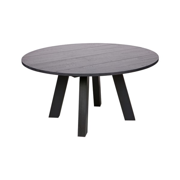Czarny stół do jadalni z drewna dębowego WOOOD Rhonda, Ø 150 cm